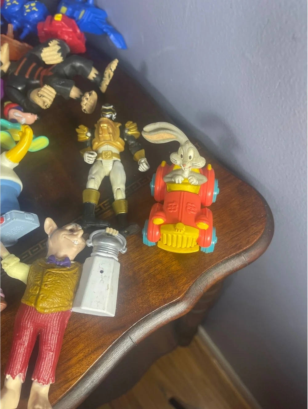 Mixed Lot of Vintage and Modern Action Figures Including Transformers, Simpsons,